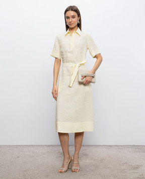 Peserico Жовта сукня з льону з ланцюжком моніль S0241602647