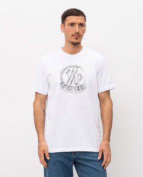 Moncler Біла футболка з вишивкою логотипа L10918C0003589AUG