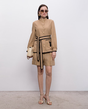 Valentino Коричневый жакет с льном 8B3CJ3T69EK