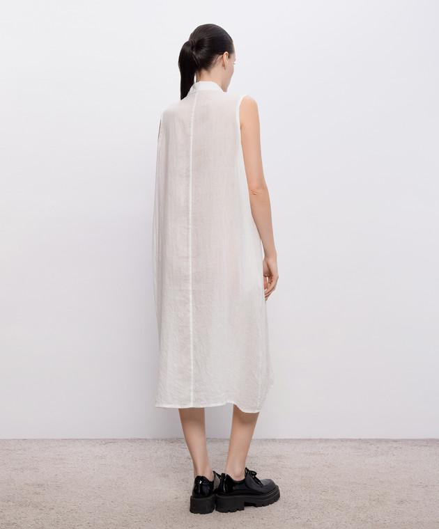 Y`S Yamamoto Біла сукня-сорочка з льону YKD06300 зображення 4