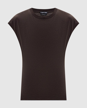 Tom Ford Коричневий топ з вишивкою монограми логотипа TSJ630JEX190