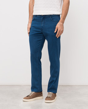 Stefano Ricci Сині джинси з брендованим патчем MFT61B1180TR104L