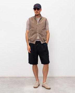 Brunello Cucinelli Сині шорти з льону з відворотами M243DU0020