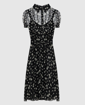 Dolce&Gabbana Черное платье из шелка в принт F665HTIS12Q