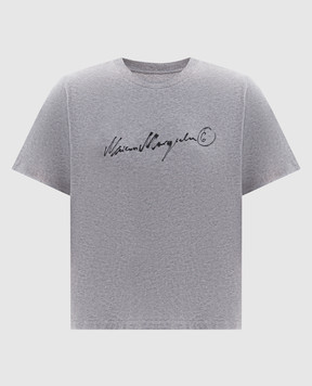 Maison Margiela MM6 Сіра меланжева футболка з принтом логотипа S52GC0368M20170
