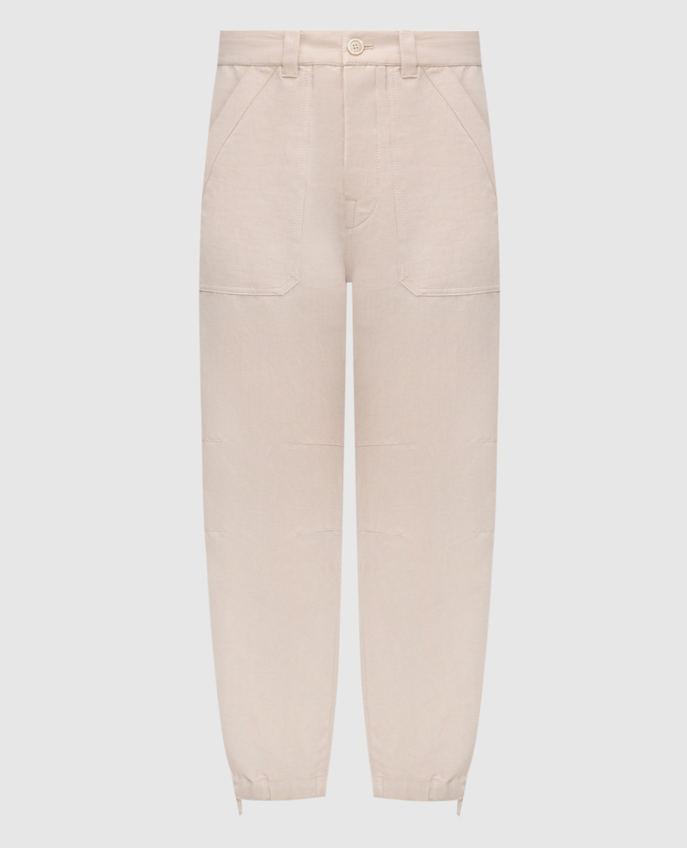 Бежевые брюки с льном