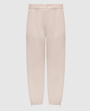 Brunello Cucinelli Бежевые брюки с льном MH255S2470