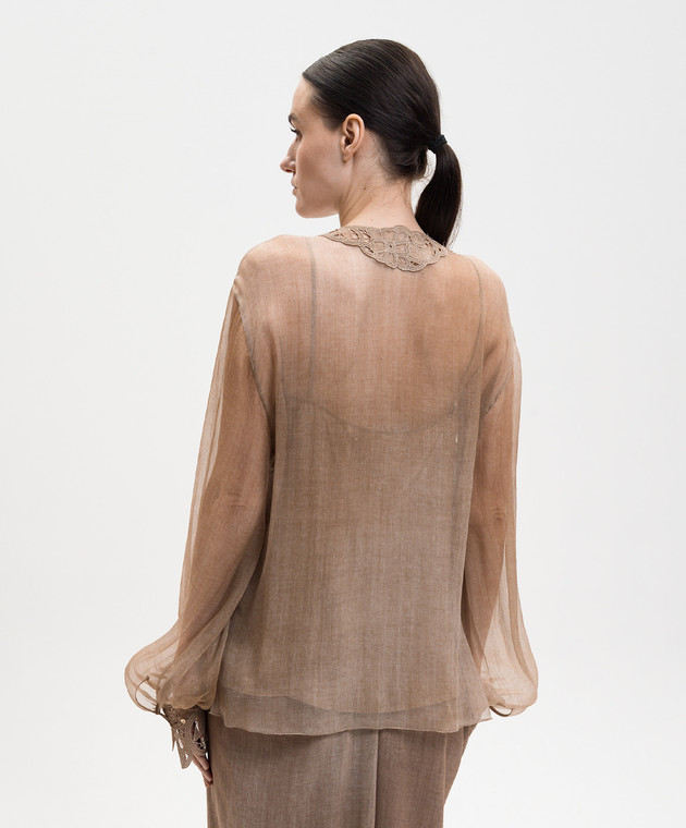 Ermanno Scervino Коричнева блуза із шовку D482K766CSRFWB зображення 4