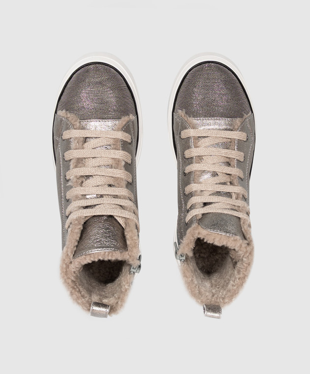 Brunello Cucinelli кожаные хайтопы на меху BZFAYZG409 изображение 4