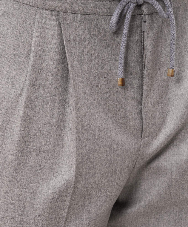 Brunello Cucinelli Брюки серого цвета из шерсти ME226E1710 изображение 5