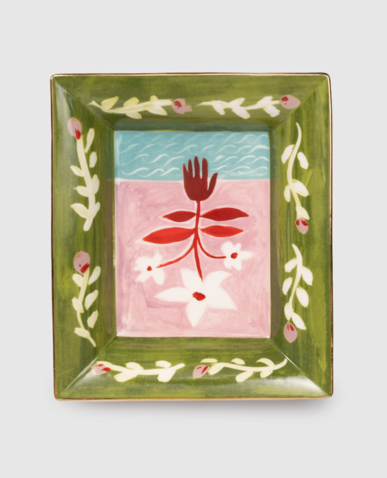 

Фарфоровая тарелка для закусок White Flowers, Зеленый, Посуда