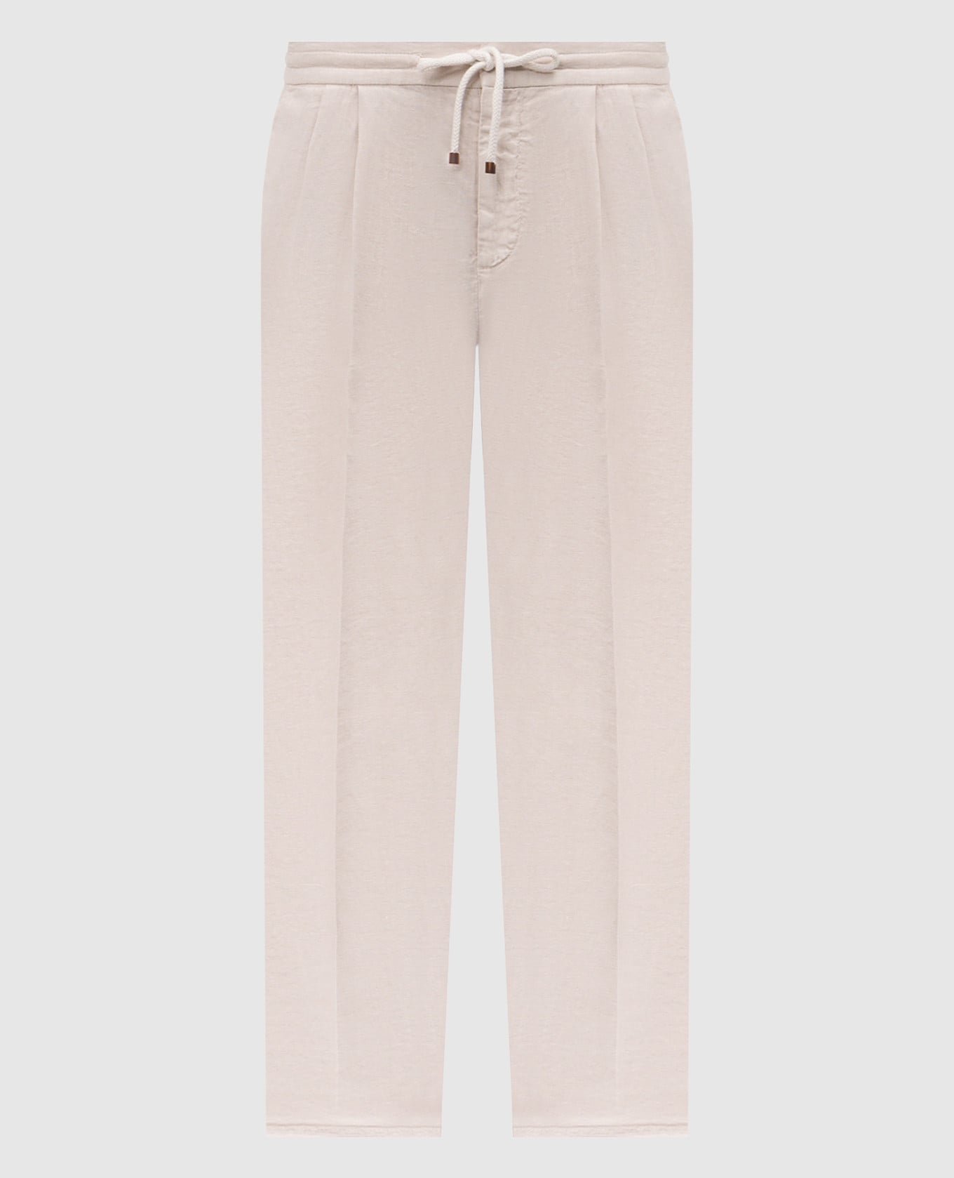 Бежевые брюки из льна