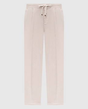 Brunello Cucinelli Бежевые брюки из льна M243DE1710
