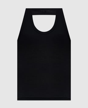 Vetements Чорний топ в рубчик з логотипом WE76TT566B