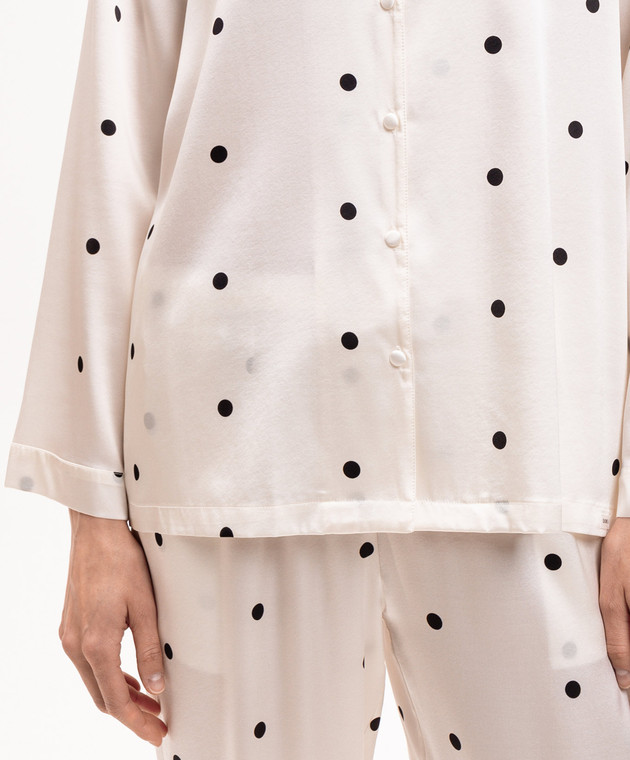 Dore & Rose Піжама кольору айворі в горох із шовку SILKPJSET зображення 4