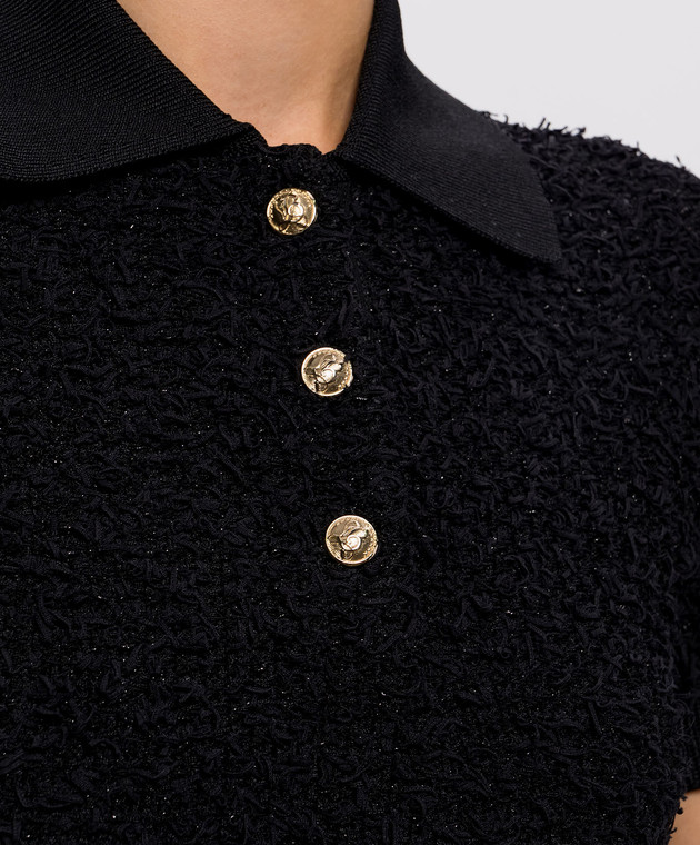 Balmain Черное твидовое поло PO0000000003 изображение 5