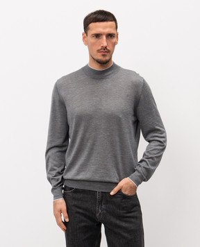 Brunello Cucinelli Сірий меланжевий джемпер з кашеміру, шовку та коноплі MHS805914