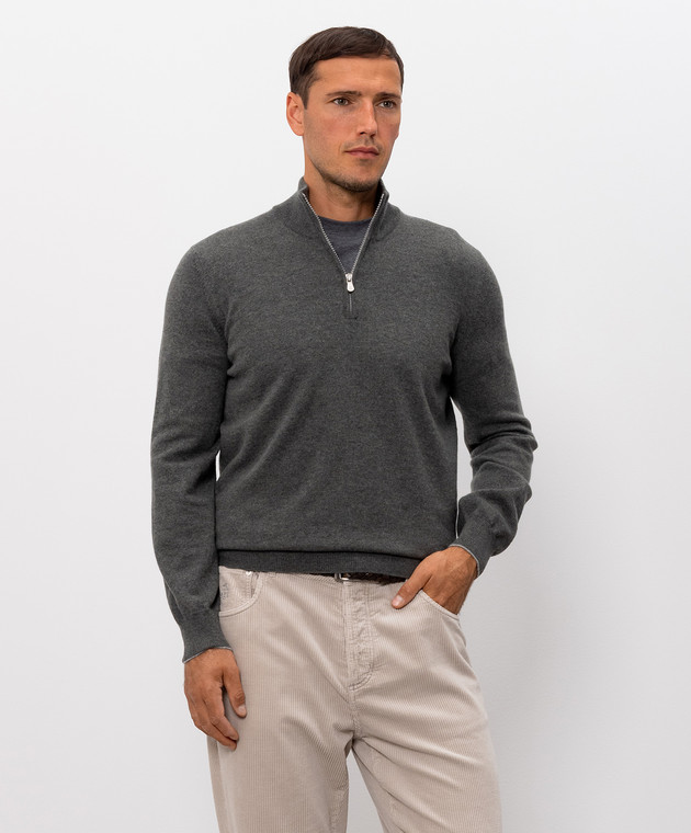 Brunello Cucinelli Зеленый джемпер из кашемира M2200124 изображение 3