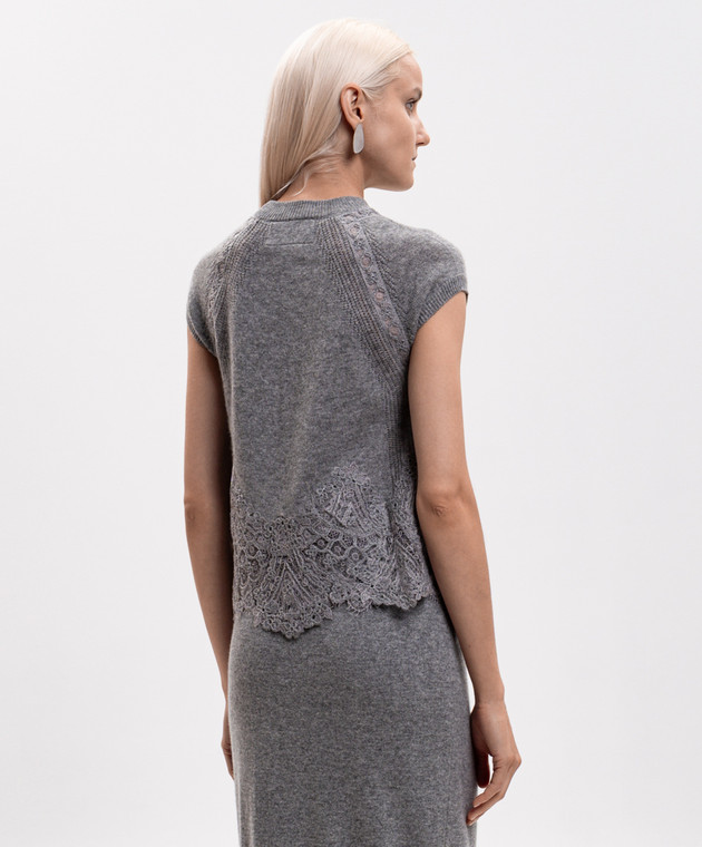 Ermanno Scervino Серый топ из кашемира D495L307APTPYU изображение 3