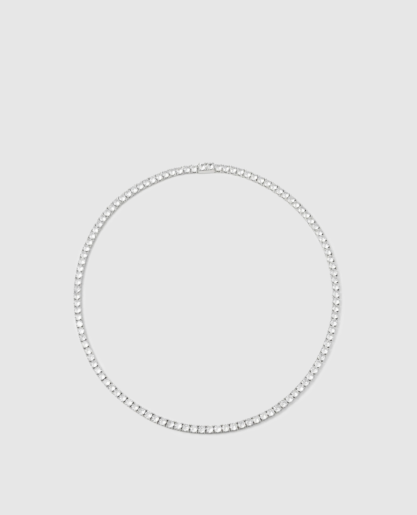 

Серебряное колье Tennis с белым золотом, Серебристый, Колье