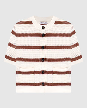 Brunello Cucinelli Белый кардиган в полоску M19225716