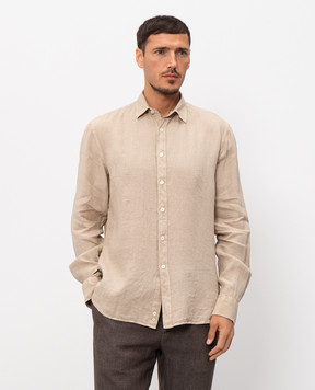 Canali Бежева сорочка з льону GM02128CSL7077