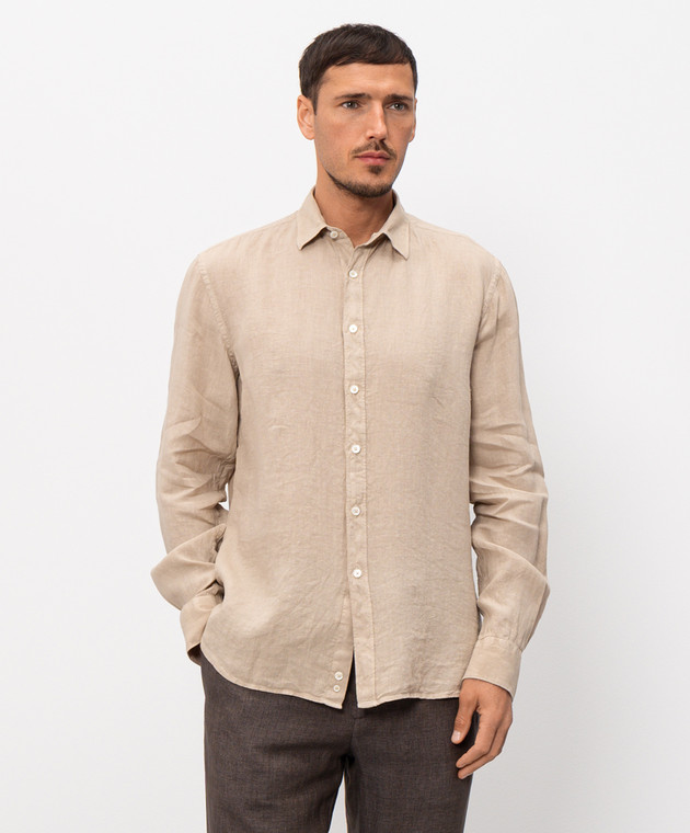 Canali Бежева сорочка з льону GM02128CSL7077 зображення 3