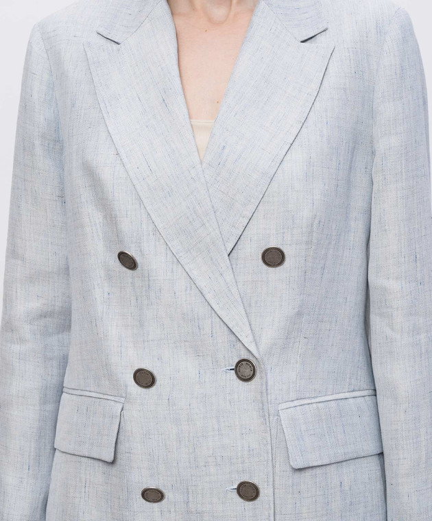 Peserico Блакитний двобортний жакет з льоном S0123105426 зображення 5