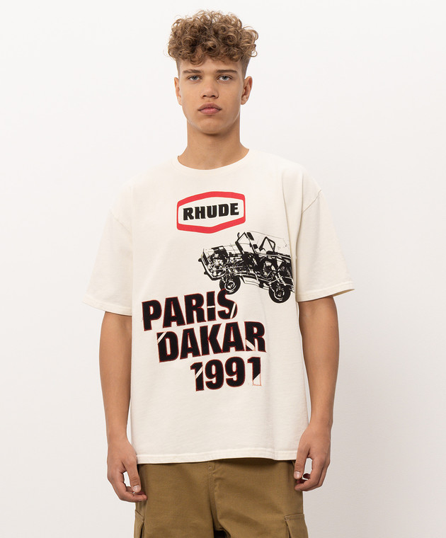Rhude Футболка цвета айвори Paris Dakar RHPF26TT04012 изображение 3