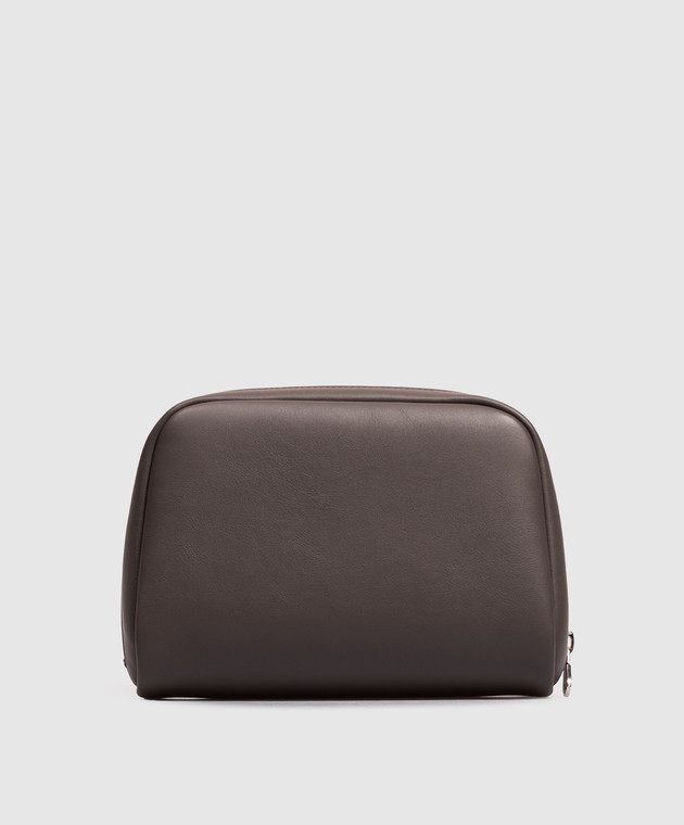 Brunello Cucinelli Коричневий шкіряний несесер з тисненням логотипа MWZNBU430 зображення 2
