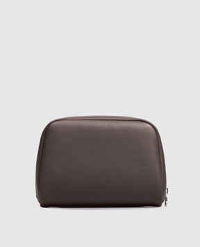 Brunello Cucinelli Коричневий шкіряний несесер з тисненням логотипа MWZNBU430