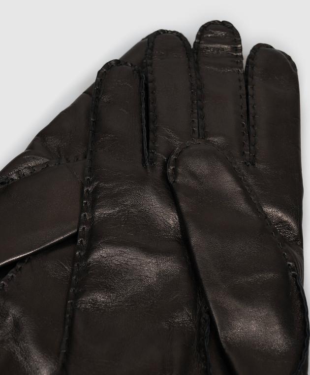 Santoni Чорні шкіряні рукавички AMGUC0051XXAGPP зображення 3