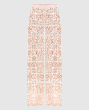 Ermanno Scervino Розовые брюки из кружева в кристаллы D482P703CTUEO