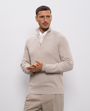 Brunello Cucinelli Бежевый джемпер с молнией M29400104