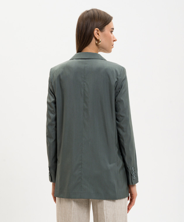 Max Mara Зелений двобортний жакет із вовни та шовку MXMALBATA зображення 3