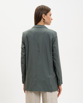 Max Mara Зеленый двубортный жакет из шерсти и шелка MXMALBATA