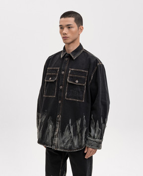 Off-White Чорна джинсова сорочка з принтом 44MYD05VS26D001