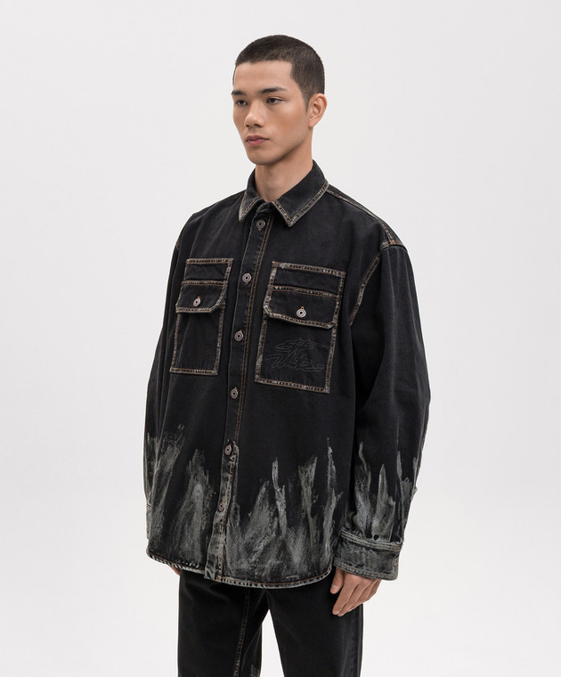 Off-White Чорна джинсова сорочка з принтом 44MYD05VS26D001 зображення 3