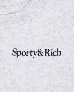 Sporty & Rich Дитяча сіра меланжева футболка з принтом логотипа TO04876300GY03