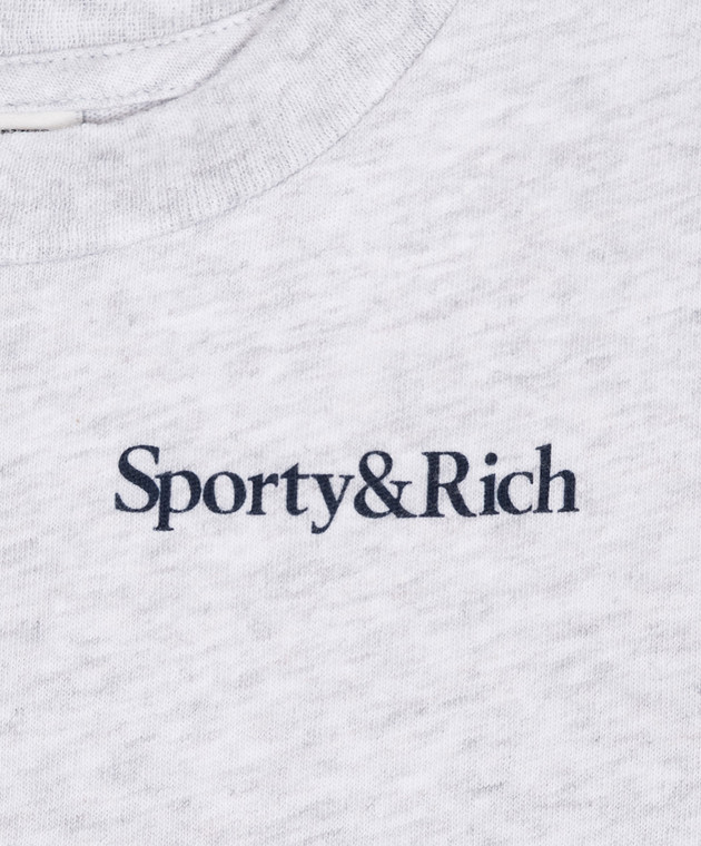 Sporty & Rich Дитяча сіра меланжева футболка з принтом логотипа TO04876300GY03 зображення 3