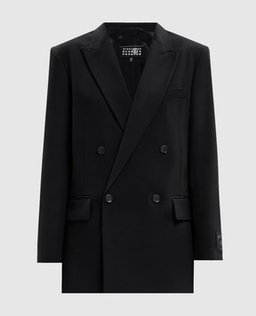 Maison Margiela MM6 Черный двубортный жакет с шерстью S52BN0160M36020
