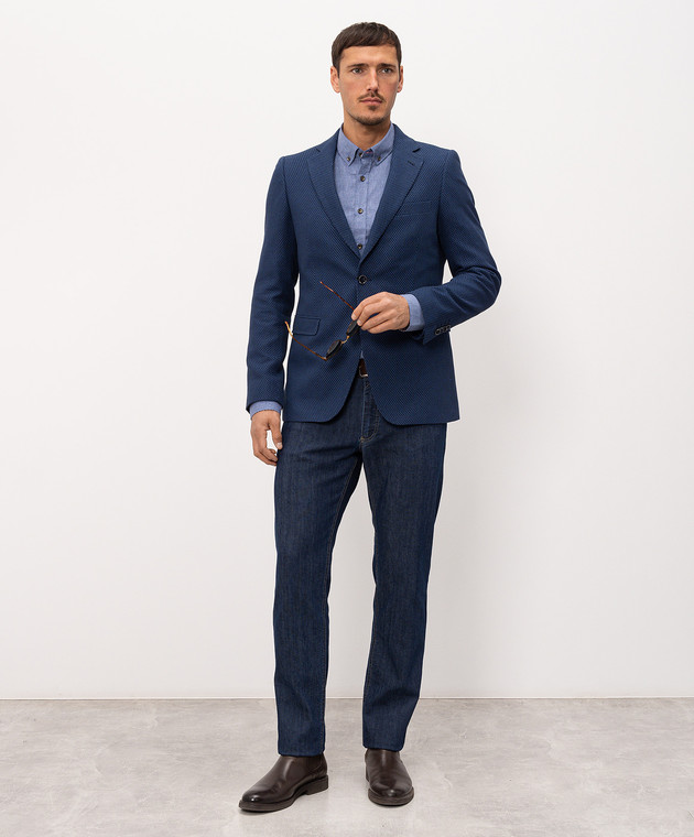 Florentino Синяя рубашка с леном 126728614804 изображение 2