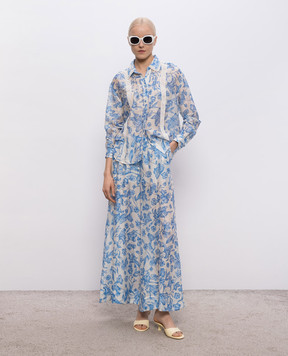 Twinset Білі палацо з льоном в квітковий принт 261LM2SBB