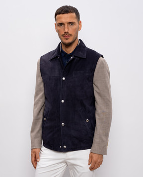 Brunello Cucinelli Синий замшевый жилет MPCLF2032