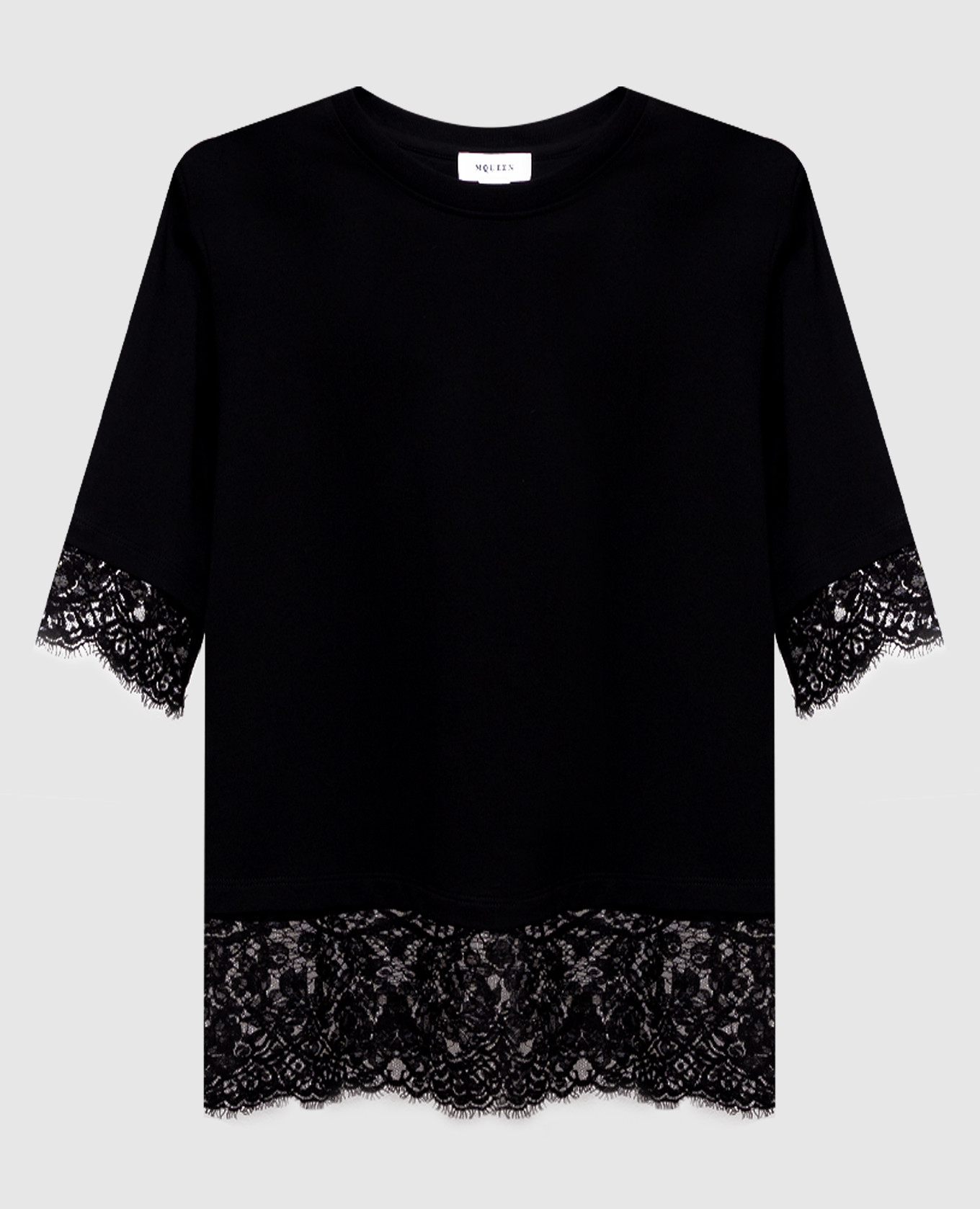 

Черная футболка с кружевом, Черный, Футболки