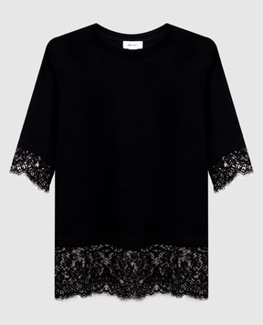 Alexander McQueen Черная футболка с кружевом 850805QLAE6