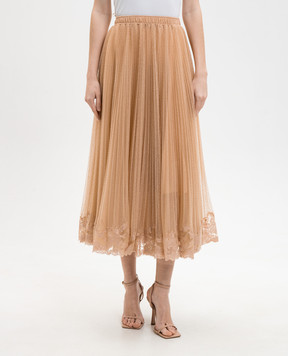 Ermanno Scervino Бежева спідниця з мереживом D482O756FDUJP