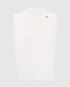 Twinset Жилет цвета айвори с брошью 262TP3050