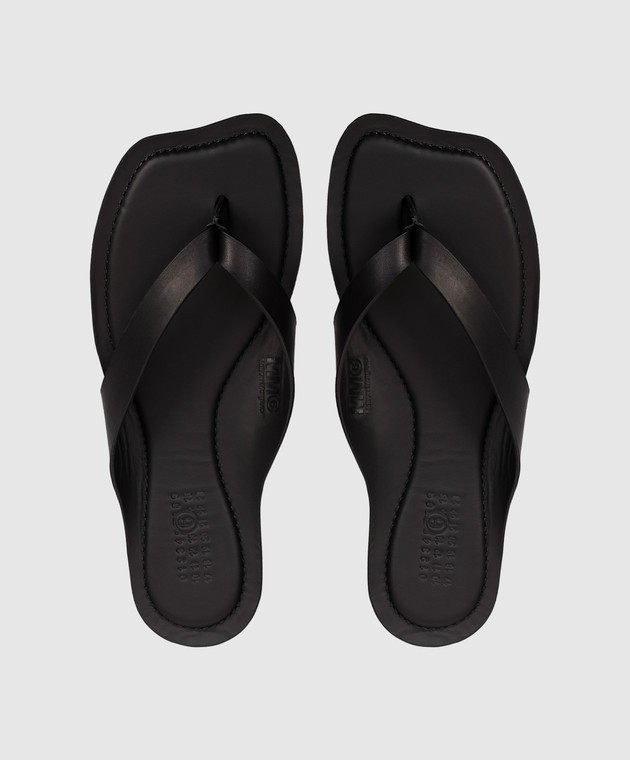 Maison Margiela MM6 Черные кожаные шлепанцы S66WP0119P7702 изображение 4