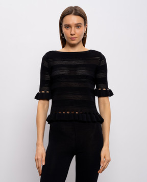 Twinset Чорний ажурний топ з логотипом 261TP3082